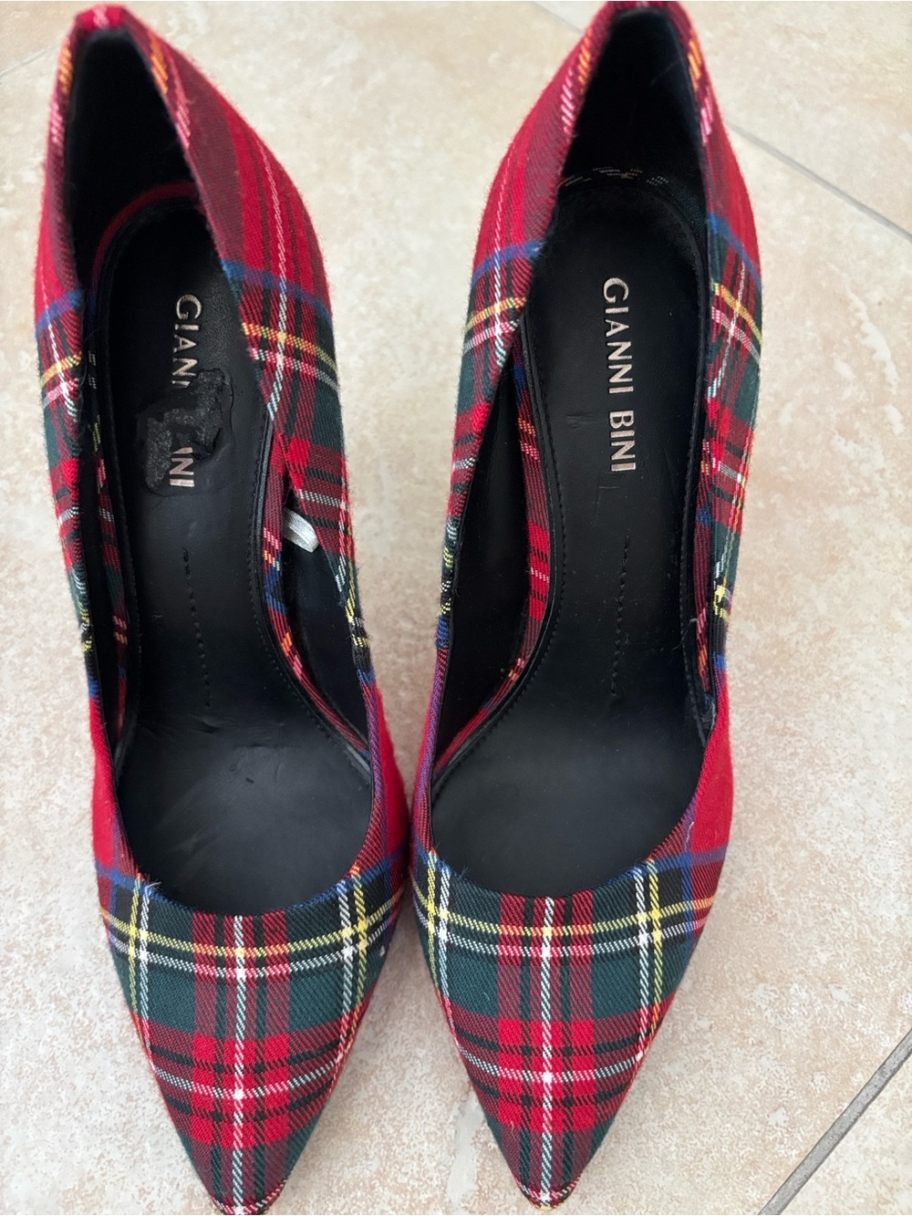 Gianni Bini Red Plaid Pointed Toe Pumps